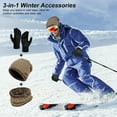 thumbnail image 5 of Vbiger 3 PCS Winter Beanie Hat Scarf Set with Gloves Touch Screen Cold Weather Knit Wool Neck Warmer Skull Cap Khaki, 5 of 6
