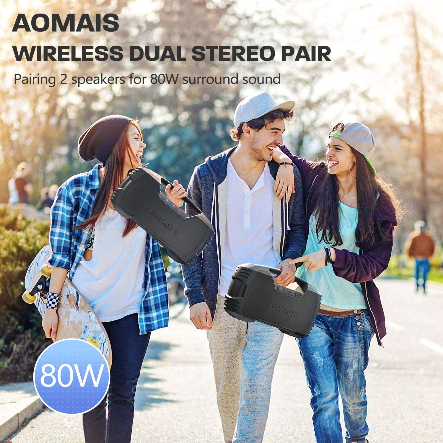Aomais Go Bluetooth Speakers 40h Playtime Outdoor Portable Speaker 40w Stereo Sound Rich Bass Ipx7 Waterproof Bluetooth 5 0 Wireless Pairing mah Power Bank For Party Travel Indoo Walmart Com Walmart Com