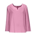 thumbnail image 4 of Women's Long Sleeve Cotton Linen Shirts 2026 Casual Heart V Neck Shirts Loose Vintage Boho Tops Beach Vacation Outfits, 4 of 6