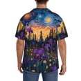 thumbnail image 3 of Sikiie Cosmic Irises At Twilight Men's Cuban Shirt, Hawaiian Shirts, Business Casual Button Down Shirts, Short Sleeve Shirt-Large, 3 of 5