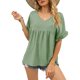 thumbnail image 2 of Camisetas de manga corta para mujer, camisetas casuales con mangas con volantes en V para mujer, camisetas casuales para mujer, máxima confiabilidad, 2 of 6