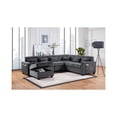 thumbnail image 4 of Trey 115" Gray Chenille Sectional-Adjustable Backrest+USB Ports+ Storage Ottoman, 4 of 6