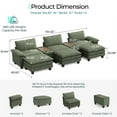 thumbnail image 2 of Linsy Home Oversized Modular Cloud Sectional Sofa with 3 Ottomans, 6 Seat Couches and Sofas Sectional with Versatile Console, Green, 2 of 11