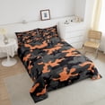 thumbnail image 3 of Erosebridal Army Camouflage Lightweight Bedding Set Teens Camo Comforter Set Colorful Pattern Decor Comforter Orange Black Grey Quilt Set Bedroom Collection 3Pcs Queen Size, 3 of 5