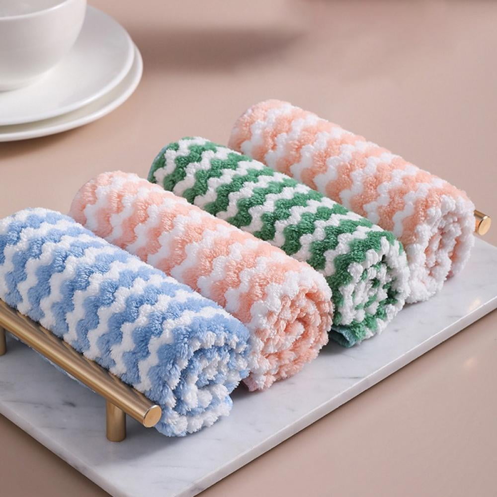 10pcs Kitchen Dishcloths, Reusable Dish Cellulose Sponge Cloths, Super  Absorbent Coral Fleece Cleaning Cloths, Washable Fast Drying Towels