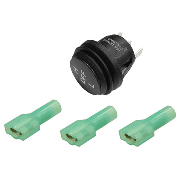 UNIVERSAL ROCKER SWITCH "HILOWOFF" WITH CONNECTOR CLIPS