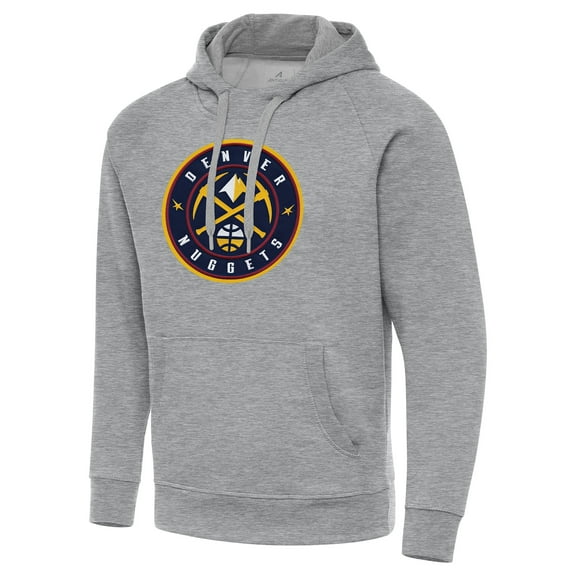 Men's Antigua Heather Gray Denver Nuggets Big & Tall Victory Raglan Pullover Hoodie