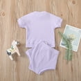 thumbnail image 3 of IROINNID Infant Girl's Solid Ribbed Fashion Tops Shorts Outfits Set, 3 of 9