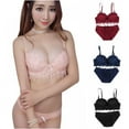 thumbnail image 5 of Ame Women Push Up Bra Set Floral Lace Underwear Set Underwire Brassiere Outfit Pink 34B, 5 of 6