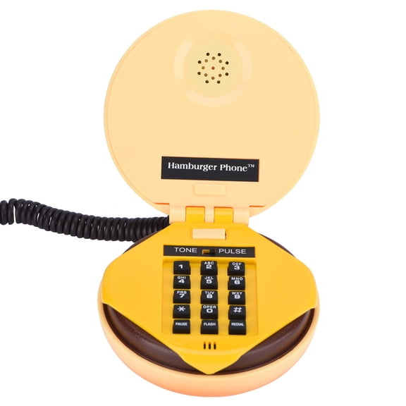 Teléfono Fijo Moderno, Novedad Emulational Hamburger Teléfono Alambre, Teléfono Fijo Dise?o, Telefono Fijo Sobremesa con Línea de Decoración del Hogar EOTVIA No