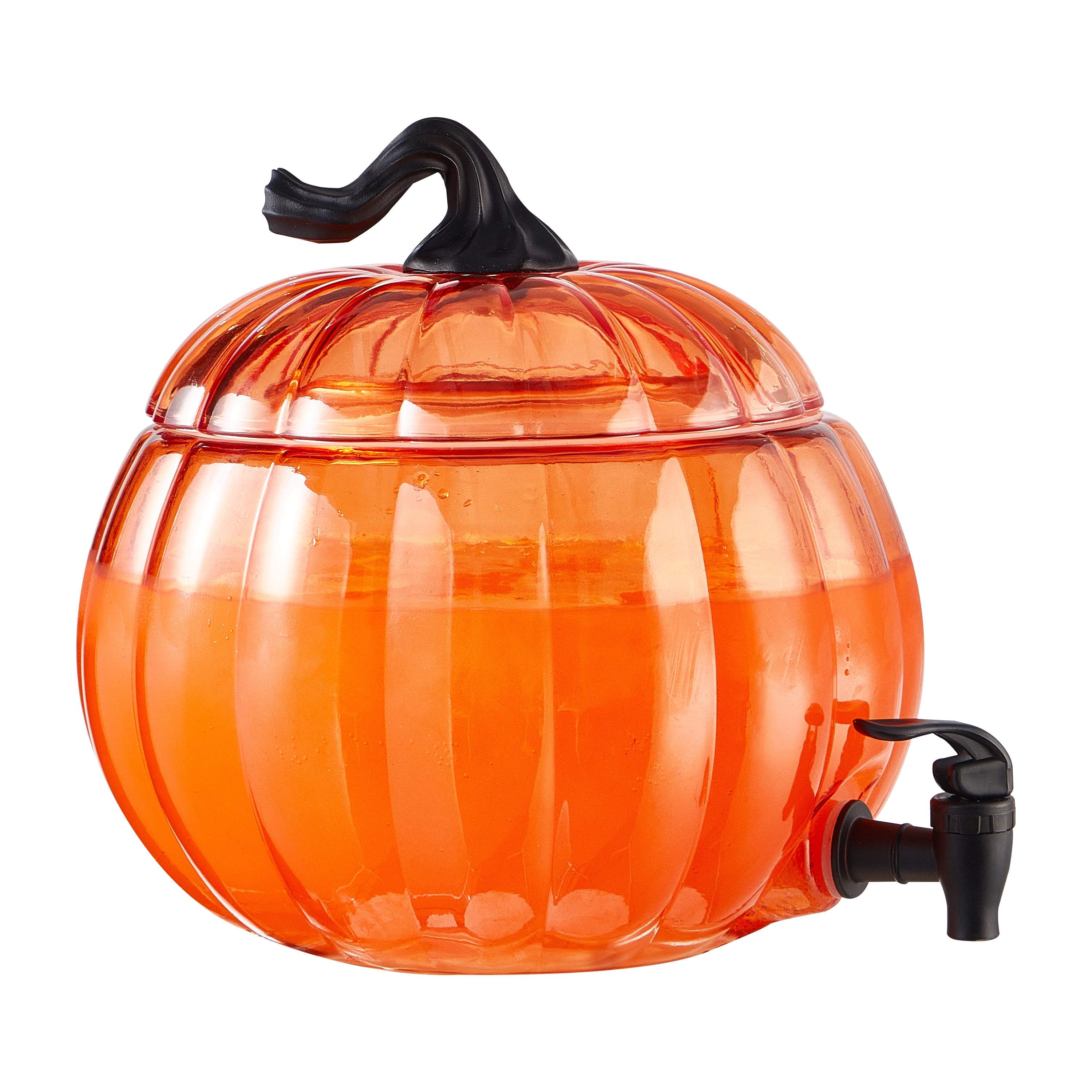 (2 pack) Way To Celebrate 1.5 Gal Orange Pumpkin Glass Beverage Dispenser