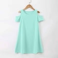 thumbnail image 3 of Little Girl Dresses Short Sleeve A-Line Tiered Swing Cute Green Dress For Girls Birthday Dress For Girls Sundress Princess Dress, 3 of 5