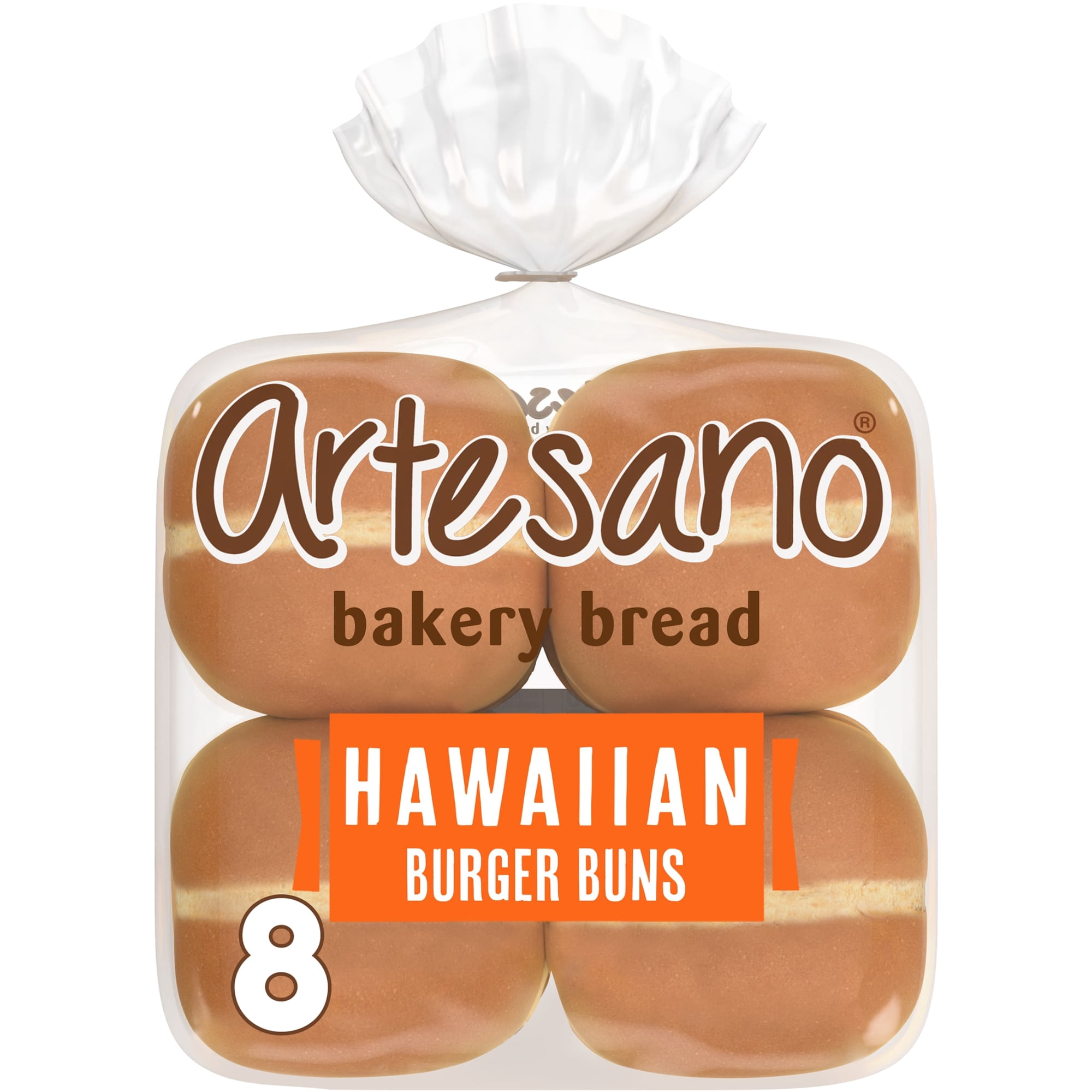 Artesano Hawaiian Bakery Buns, 8 count, Sweet Hamburger Buns, 19 oz Bag