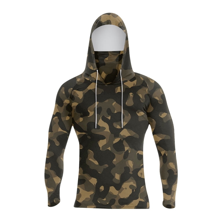 Mlqidk Mens Lightweight Shirt UPF 50+ Fishing Camo Hoodies Long