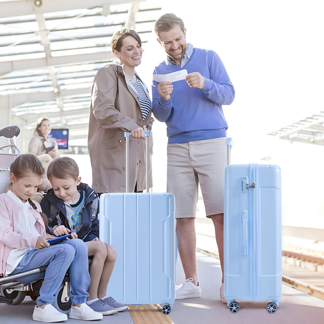 Yougu 28" Lightweight Hardshell Luggage ABS Suitcases with Double Wheels, Expandable Checked , (Sky Blue)