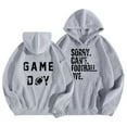 thumbnail image 1 of VBARHMQRT Chandails à Col Rond pour Femmes Décontractés à Manches Longues Légers Chandails à Capuche Imprimés Graphiques Lettres Chandail de Football Blouse, 1 of 4