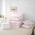 thumbnail image 6 of Manfei Pink White Bedding Comforter Set 7pcs, Geometric Stripe Full Bedding Set, Modern Minimalsit Fitted Sheet Flat Sheet, Super Cozy Room Decor, 6 of 8