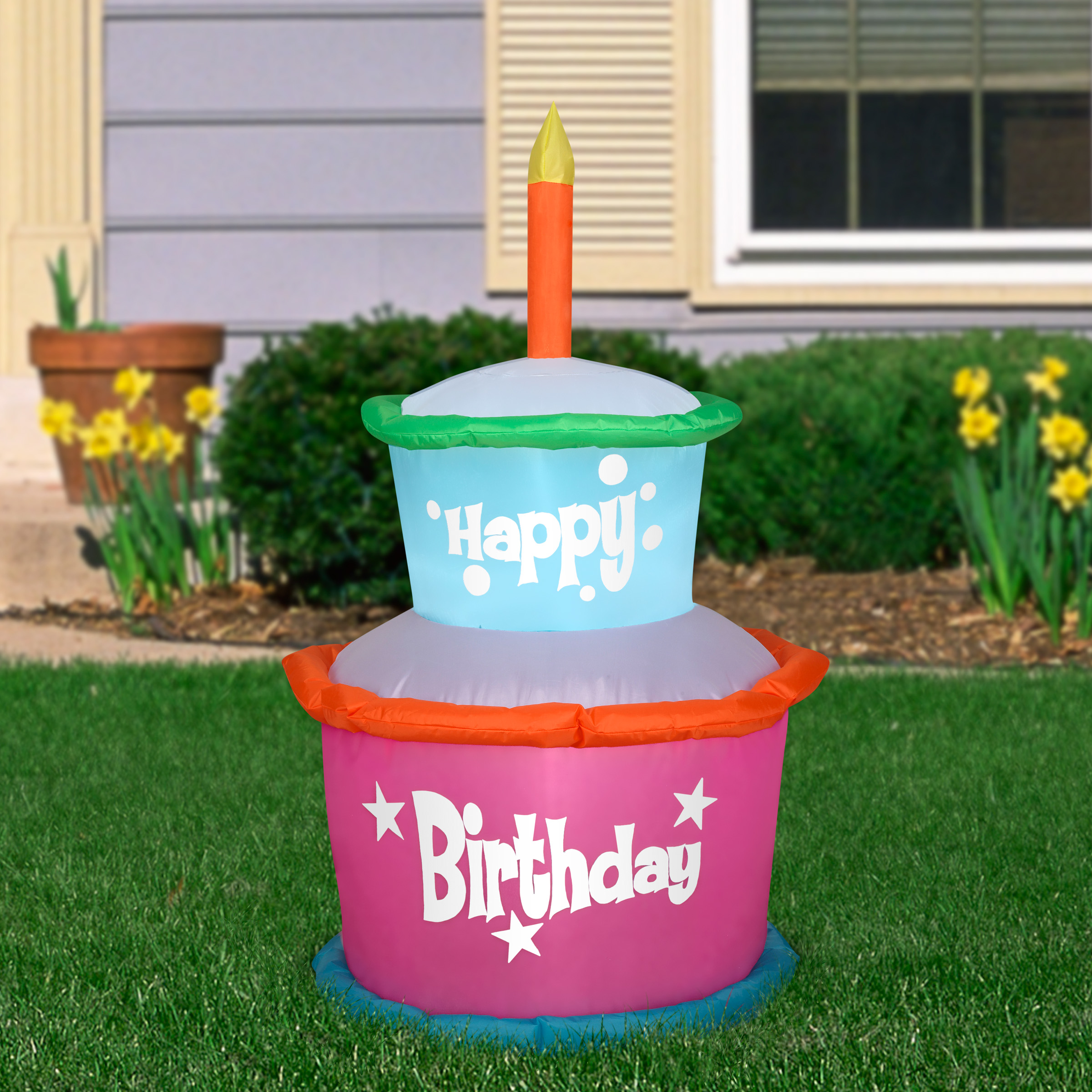 gemmy industries airblown inflatable happy birthday cake with candles - image 2 of 2