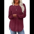 thumbnail image 2 of Camisas de Larga para Mujer, Blusas Tipo Túnica para Mujer, Suéteres Básicos Holgados y Elegantes con Cuello Redondo para Mujer. Rojo M, 2 of 7