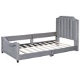 thumbnail image 5 of Classic Stripe Upholstered Twin Daybed with Scalloped Headboard in Gray, 5 of 10