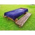 thumbnail image 1 of Outer Space Outdoor Tablecloth, Nebula Gas Cloud Dust Spiral Expanse Planet Galaxy System Milky Way Inspired, Decorative Washable Fabric Picnic Tablecloth, 58 X 104 Inches, Navy Purple, by Ambesonne, 1 of 2