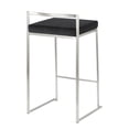thumbnail image 4 of Fuji Contemporary Stackable Counter Stool in Stainless Steel with Black Velvet Cushion by LumiSource - Set of 2, 4 of 7
