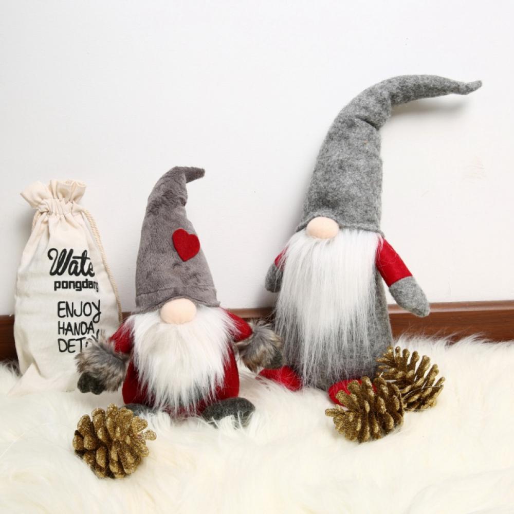 Christmas Santa Claus Doll Tomte Standing Long Hat Gnome Plush Pendant Handmade Home Decor Desktop Ornament - image 2 of 4