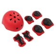 thumbnail image 4 of Juego de 7 cascos de seguridad para niños, rodilleras, coderas y equipo de protección transpirable para montar a caballo y patinaje, color rojo, 4 of 14