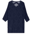 thumbnail image 5 of Fewfanhot Women Crochet Hollow‑Out V‑Neck 3/4 Sleeve Top, Loose Knit Casual Pullover Blouse for Ladies, 5 of 7