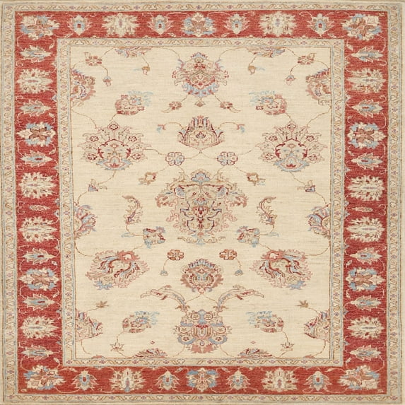 Ahgly Company Indoor Square Traditional Deep Peach Orange Oriental Area Rugs, 4' Square