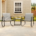 thumbnail image 3 of Asofer 3 Pieces Patio Furniture Set，Bistro Patio Furniture with 2 Outdoor Rocking Chairs and 1 Glass Coffee Table for Porch Deck Lawn，Poolside, Porch, Lawn, 3 of 12