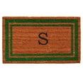 thumbnail image 1 of Calloway Mills 153011830T 18 x 30 in. Green Border Monogram Rectangular Doormat, Natural - Letter T, 1 of 1