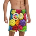 thumbnail image 2 of Naloa Brightly Colored Cupcakes Men's Short Pajama Pants, Lounge Comfort Shorts with Elasticized Waistband and Side Pockets - Small, 2 of 9