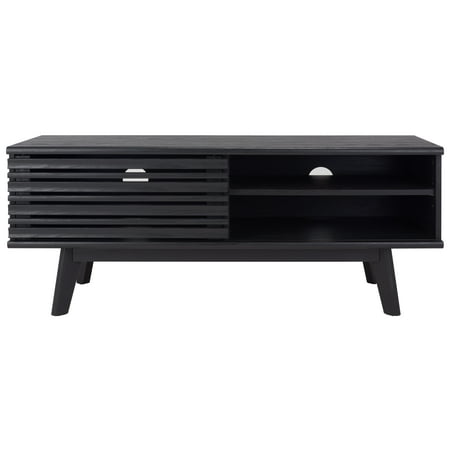 SAFAVIEH Aurelio Farmhouse 2 Shelf Media Stand Black (46.5 in. W x 15.2 in. D x 18.6 in. H)