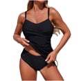thumbnail image 2 of Sokhug Womens Solid Color Tankini Set Sporty Top with Shorts Two Piece Swimsuit for Women, 2 of 8