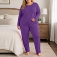thumbnail image 2 of Womens Thermal Set,Plus Size Loungewear Sleepwear,2 Piece Crew Neck Top and Long Pant,Basic Warm Winter Pajamas, 2 of 6