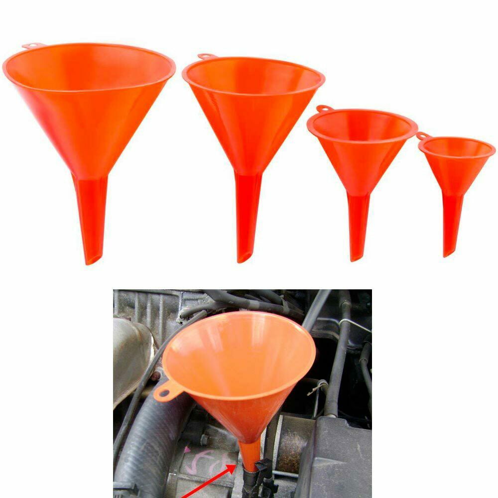 New 4PC Plastic Funnel Set 4 Sizes Heavy Duty 2" 3" 4" 5" Home Auto Oil Kitchen 