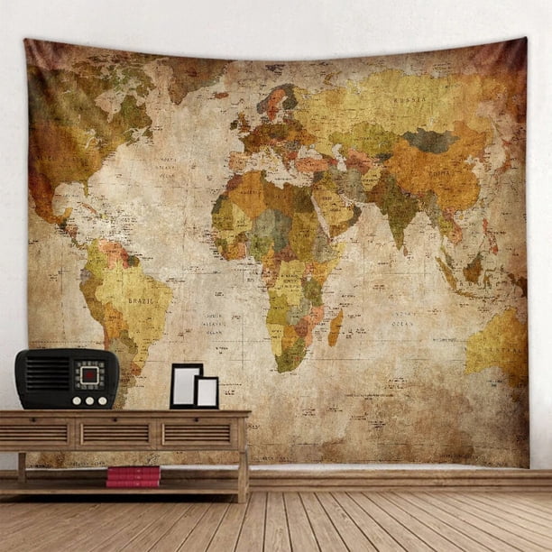Tapiz de impresión de mapa del mundo súper grande HD, suave y fácil de cuidar para decoración de pared, tela colgante