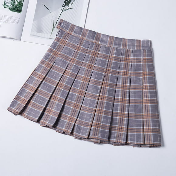 CPOKRTWSO Women's Mini Skirt Preppy Style Plaid Skirts High Waist Chic Pleated Skirt Harajuku Uniforms Skirts