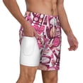 thumbnail image 3 of Picia Cute Girl pattern Mens Swim Trunks with Compression Liner Stretch Beach Shorts Quick Dry with Zipper Pockets No-Chafing Board Shorts-Small, 3 of 9