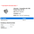 thumbnail image 2 of Alternator - Compatible with 1988 Pontiac Fiero 2.8L V6, 2 of 2