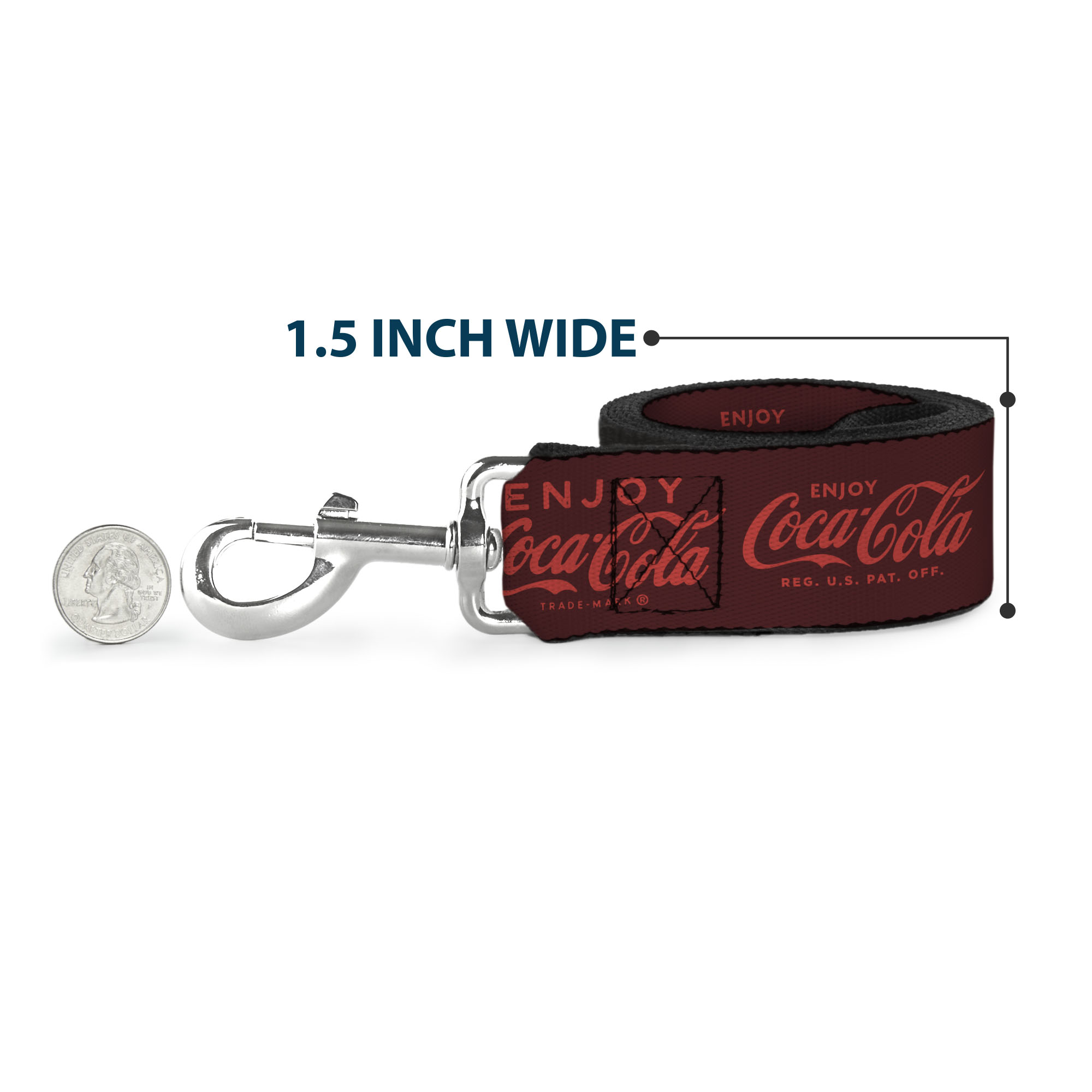 The Coca-Cola Company Pet Leash, Dog Leash, Enjoy Coca Cola Logos Brown Red, 6 Feet Long 1.0 Inch Wide