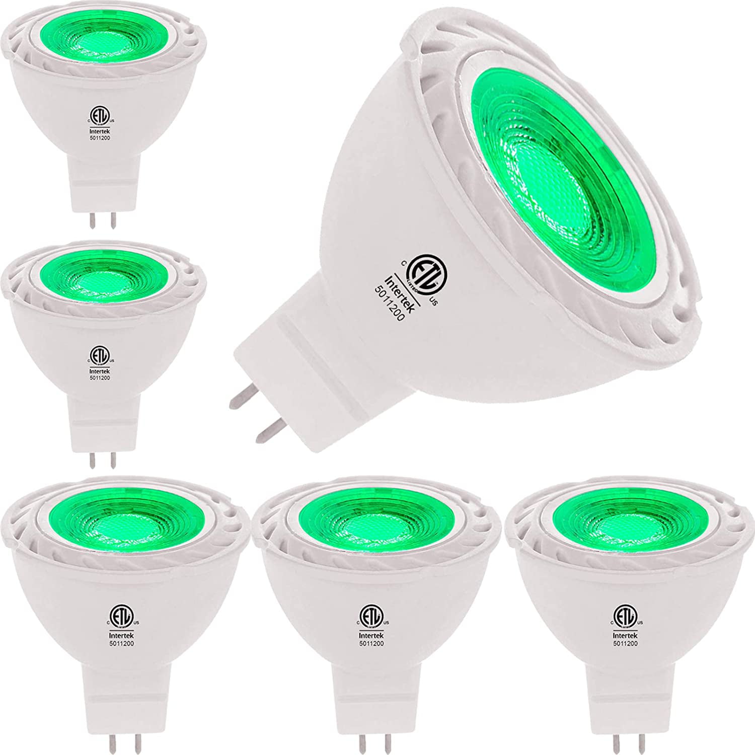 ergens bij betrokken zijn Schandelijk enz Green MR16 LED Light Bulbs 50W Equivalent Halogen Replacement 6W 12V Bi-pin  GU5.3 Outdoor Landscape Yard Lighting- Pack of 6 - Walmart.com