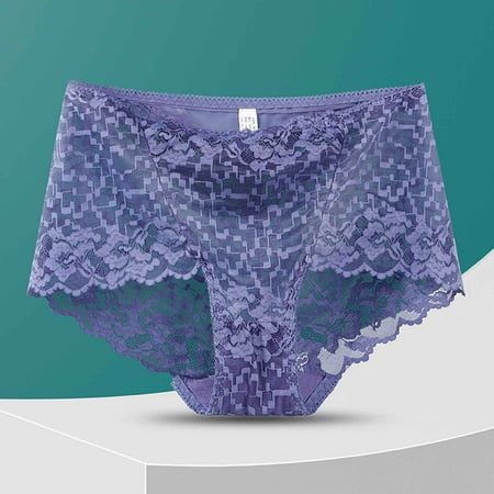 Srogem Womens Sexy High Waisted Underwear Lace Briefs Curvy Silky French Cut Panties Breathable Lace Briefs Granny Panty