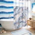 thumbnail image 5 of No Hook Shower Curtain with Built-in Rings - Gray Slate Blue Washable Waterproof Fabric Bathroom Curtains for Hotel,Rentals, Stall 54 X 78 Inch , Abstract Marble Textured, 5 of 9