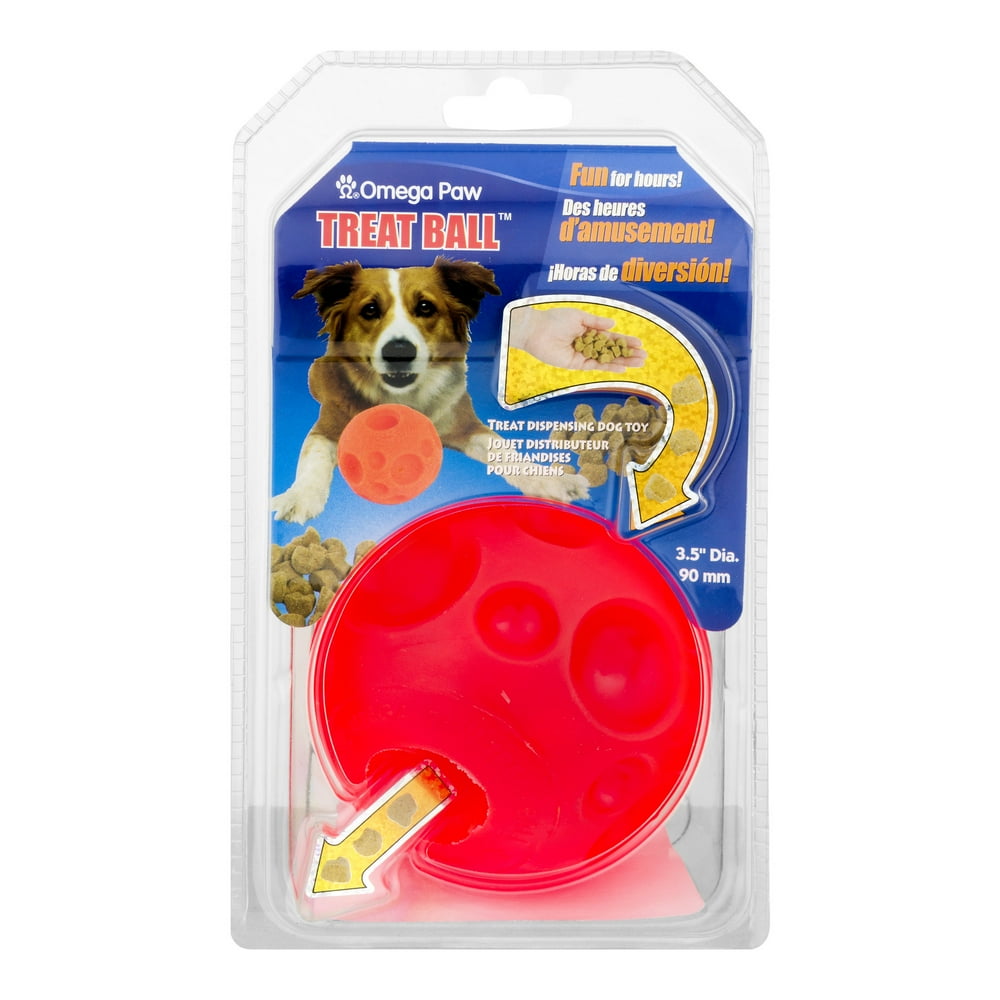 Omega Paw Interactive Dog Treat Ball Toy, 3.5", Orange