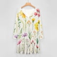 thumbnail image 4 of Watercolor Wildflowers Spring Summer (7) Long Sleeve Dresses For Women Vintage Elegant Party Dress Oversized V-neck Dress S-8XL, 4 of 7