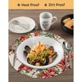 thumbnail image 3 of 13 Inch Round Placemats Set of 6, Cardinal Bird Non Slip Heat Insulation PP Table Mats, Pine Cones Poinsettia Berry Floral Beige Washable Place Mats for Kitchen Dining Party Table Decor, 3 of 7