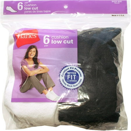 Hanes - Women's Basic Cushion Low-Cut Athletic Socks, 6 Pairs