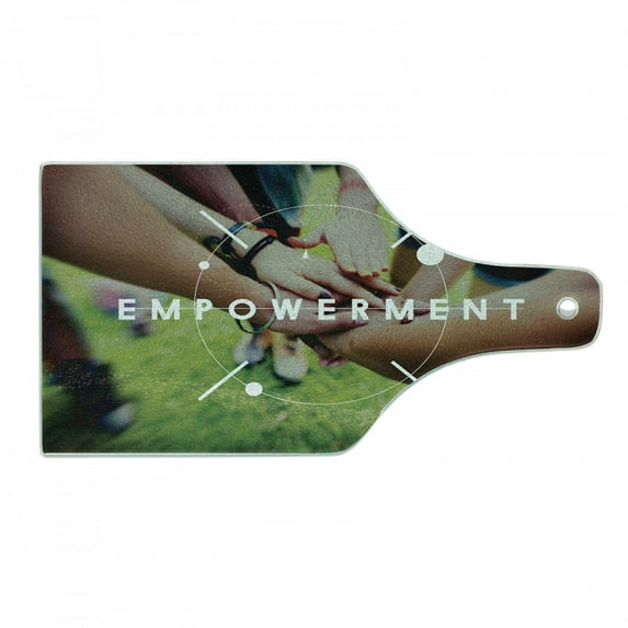 Empower Cutting Board, Concept of Progress Hands in Union Collaboration Young Adults Global Diversity, Decorative Tempered Glass Cutting and Serving Board, in 3 Sizes, by Ambesonne